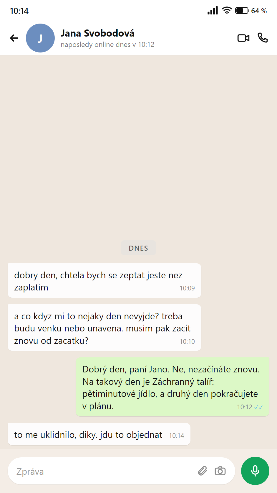 Konverzace: a když mi jeden den nevyjde