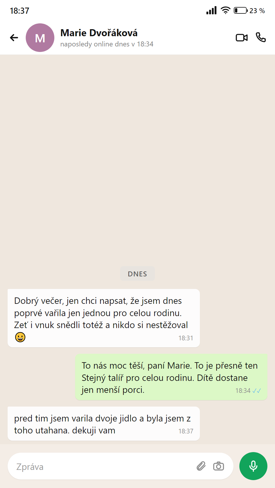 Konverzace: vařím pro celou rodinu