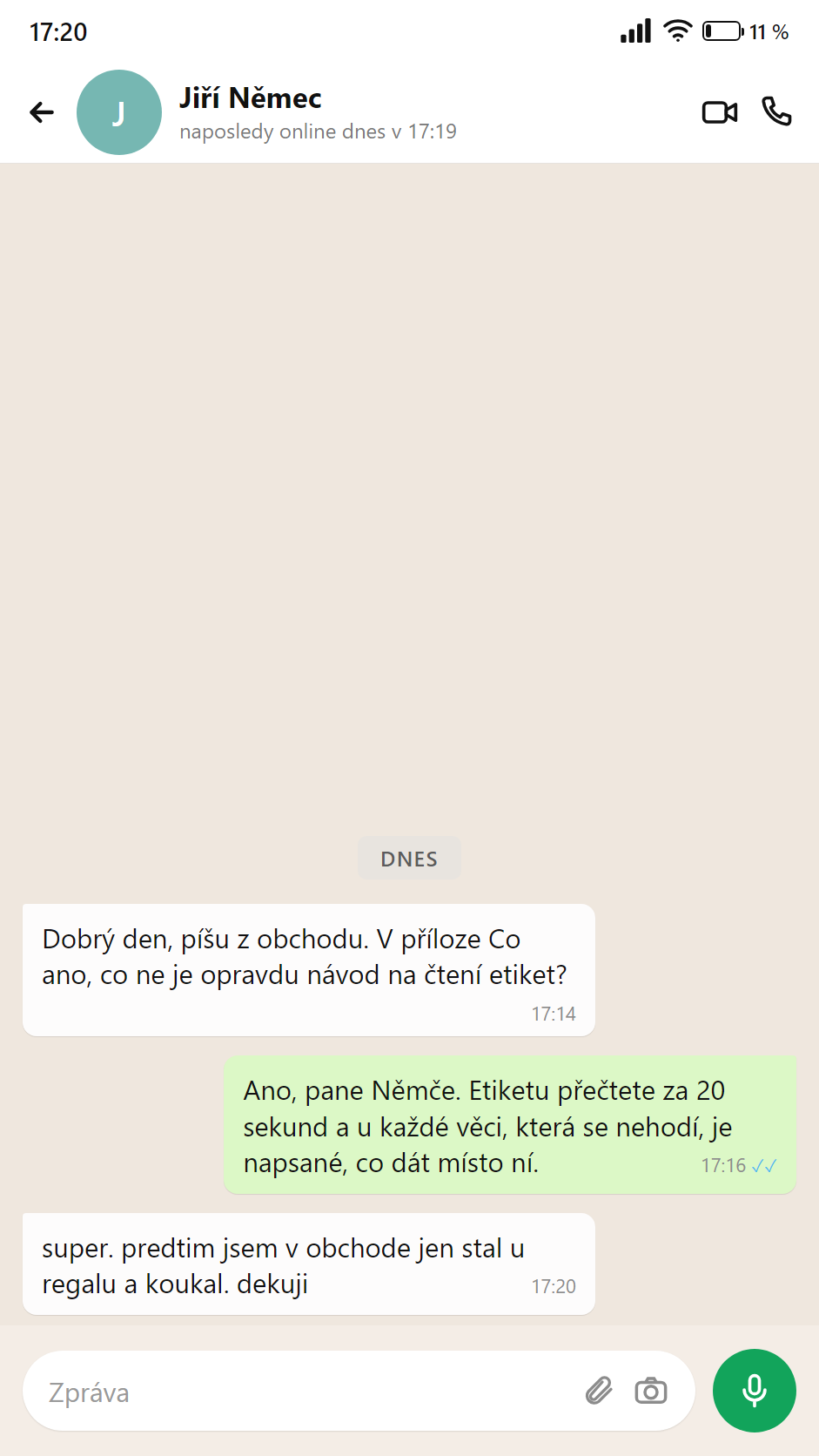 Konverzace: nevím, jak číst etikety